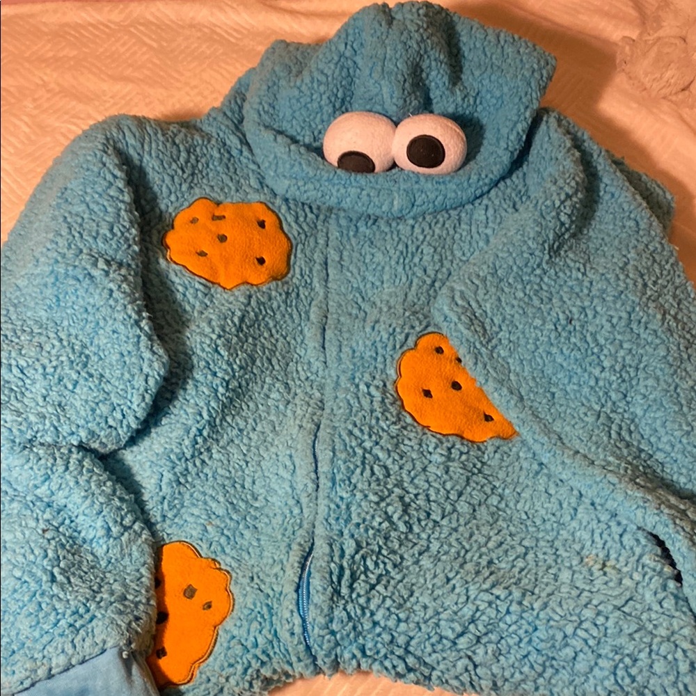 Blue Fleece Cookie Monster Onesie